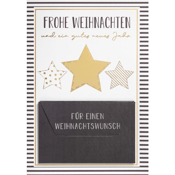 Weihnachten Geldkarte Glückwunschkarte mit Umschlag Sterne Weihnachtswunsch