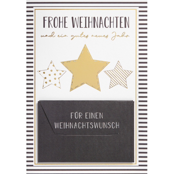 Weihnachten Geldkarte Glückwunschkarte mit Umschlag Sterne Weihnachtswunsch