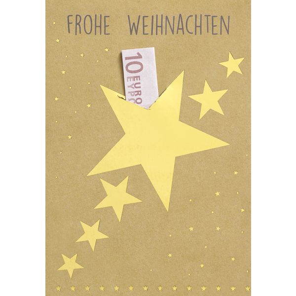 A Weihnachten Geldkarte Glückwunschkarte mit Umschlag Sterne Geldschein