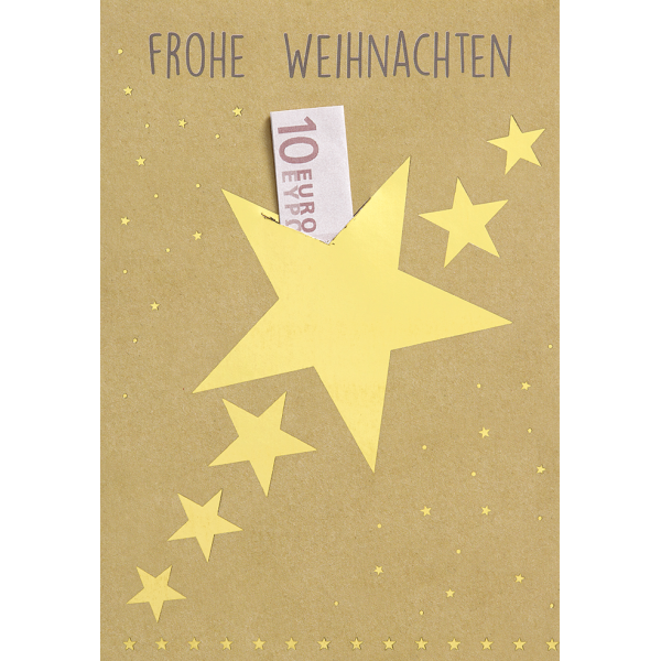 A Weihnachten Geldkarte Glückwunschkarte mit Umschlag Sterne Geldschein