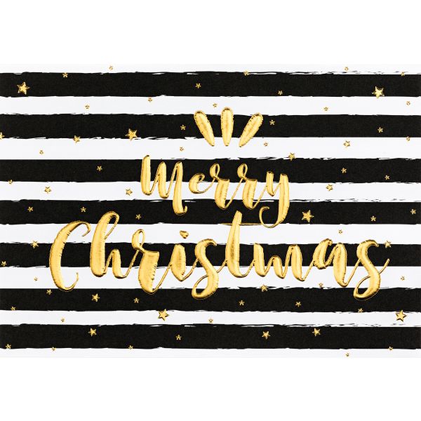 Weihnachten Black & Gold Glückwunschkarte mit Umschlag Querformat Merry Christmas