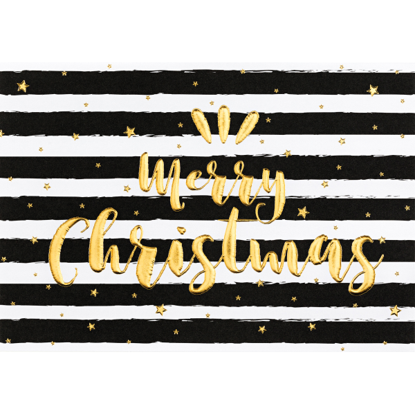 Weihnachten Black & Gold Glückwunschkarte mit Umschlag Querformat Merry Christmas