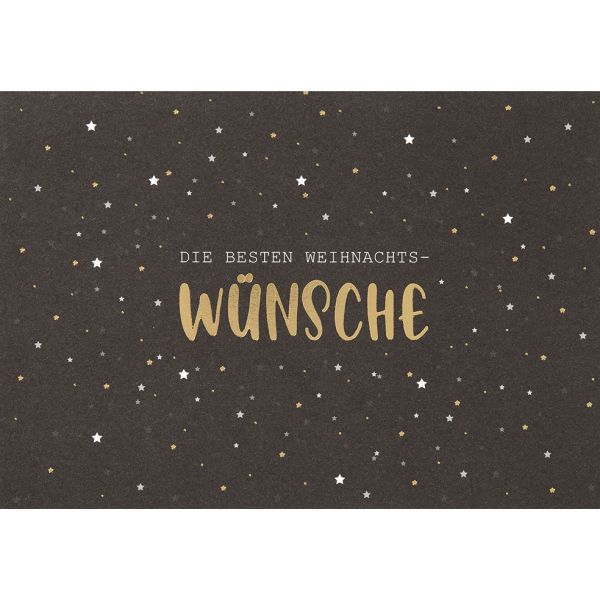 Weihnachten Black & Gold Glückwunschkarte mit Umschlag Querformat die besten Weihnachtswünsche