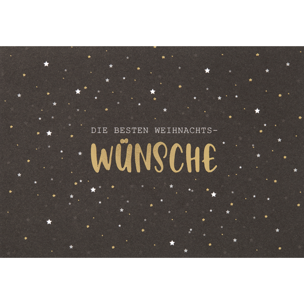 Weihnachten Black & Gold Glückwunschkarte mit Umschlag Querformat die besten Weihnachtswünsche