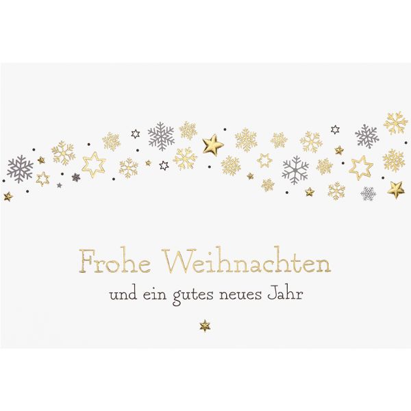 Weihnachten Black&Gold Glückwunschkarte mit Umschlag Querformat Sternenstaub