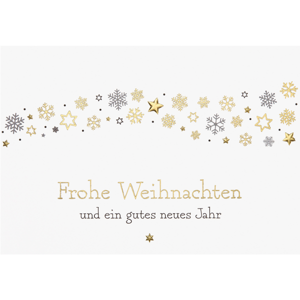 Weihnachten Black&Gold Glückwunschkarte mit Umschlag Querformat Sternenstaub
