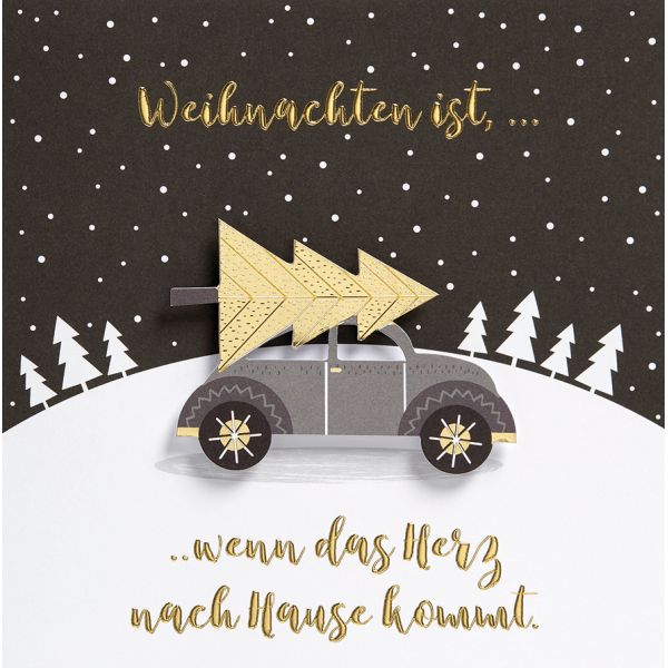 Weihnachten Black & Gold Quadratische Glückwunschkarte mit Umschlag Weihnachten ist wenn, das Herz nach Hause kommt