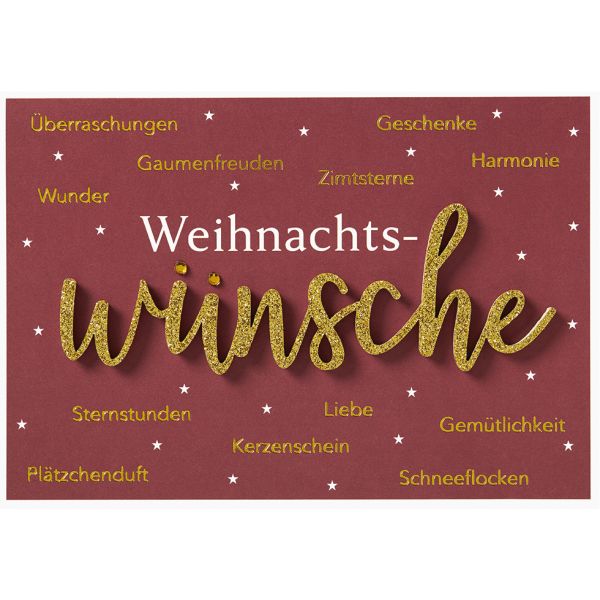 Weihnachten Lettering Glückwunschkarte mit Applikationmit Umschlag Weihnachtswünsche