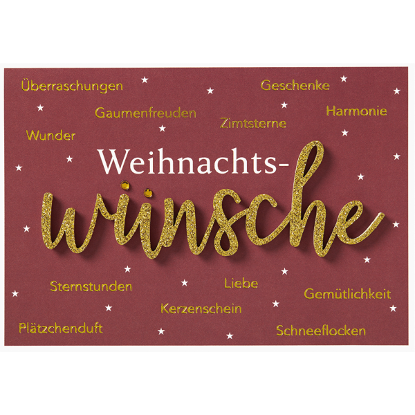 Weihnachten Lettering Glückwunschkarte mit Applikationmit Umschlag Weihnachtswünsche