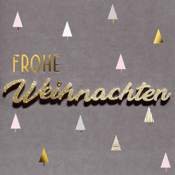 Weihnachten Lettering Quadratische Glückwunschkarte mit Applikation mit Umschlag Bäume Frohe Weihnachten