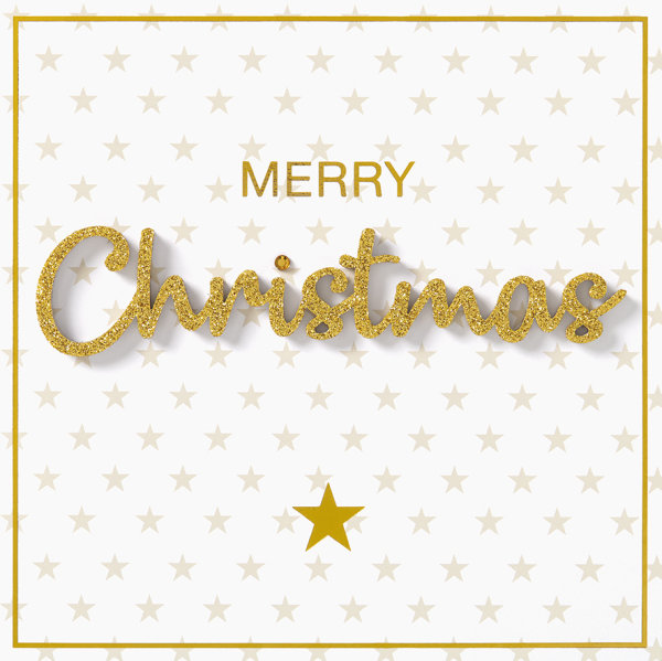 Weihnachten - Lettering - Quadratische Glückwunschkarte mit Applikation im Format 15x15cm mit Umschlag