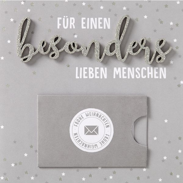 Weihnachten Lettering Geldkarte Gutschein Quadratische Glückwunschkarte mit Applikation mit Umschlag für einen besonders lieben Menschen