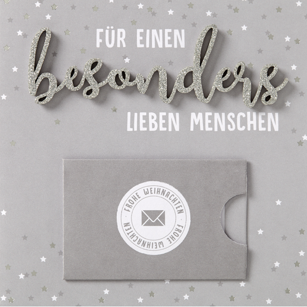 Weihnachten Lettering Geldkarte Gutschein Quadratische Glückwunschkarte mit Applikation mit Umschlag für einen besonders lieben Menschen