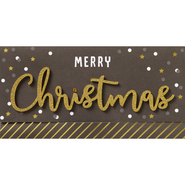 Weihnachten Lettering Geldkarte Gutscheinkarte Glückwunschkarte mit Applikation 22x11cm mit Umschlag Merry Christmas Sterne