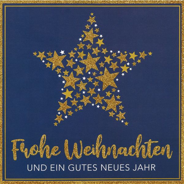 Weihnachten Bling Bling Quadratische Glückwunschkarte mit Umschlag lila goldener Stern