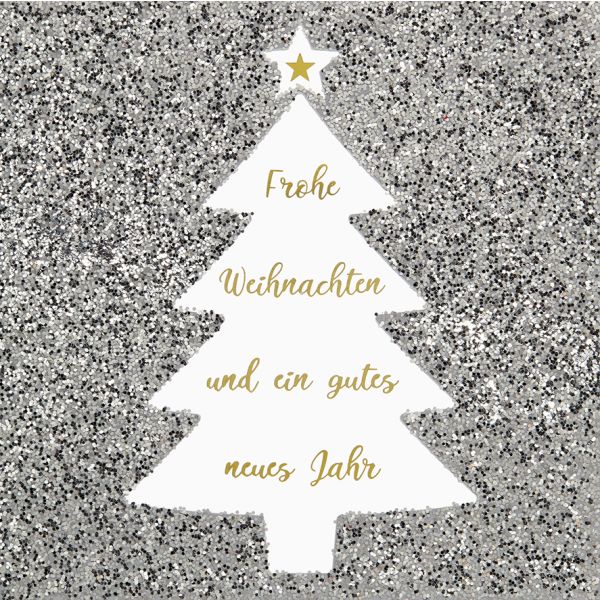 Weihnachten Bling Bling Quadratische Glückwunschkarte mit Umschlag Tannenbaum Frohe Weihnachten