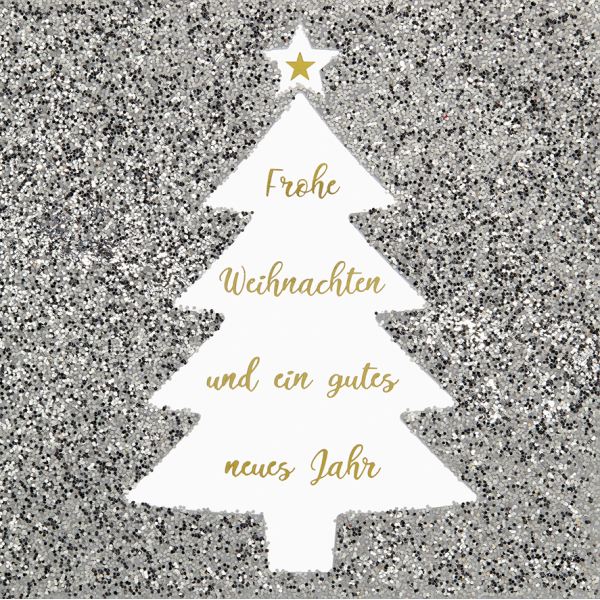 Weihnachten Bling Bling Quadratische Glückwunschkarte mit Umschlag Tannenbaum Frohe Weihnachten