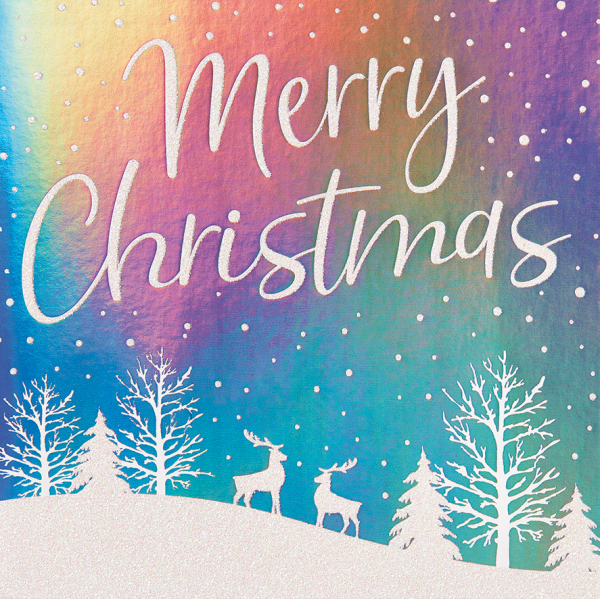 Weihnachten Bling Bling Quadratische Glückwunschkarte mit Umschlag Merry Christmas Landschaft metallicfolie