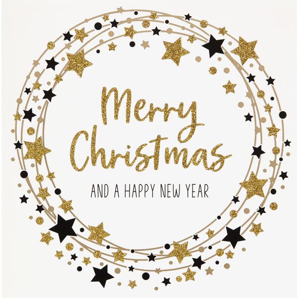 Weihnachten Bling Bling Quadratische Glückwunschkarte mit Umschlag Sternenkranz Merry Christmas