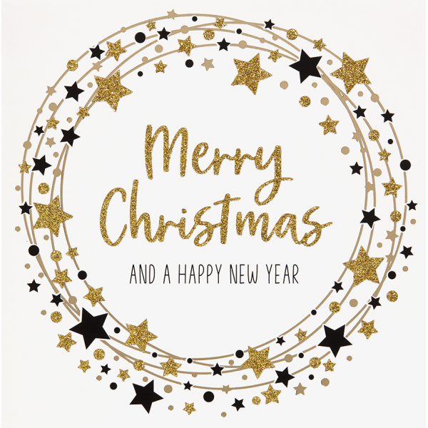 Weihnachten Bling Bling Quadratische Glückwunschkarte mit Umschlag Sternenkranz Merry Christmas