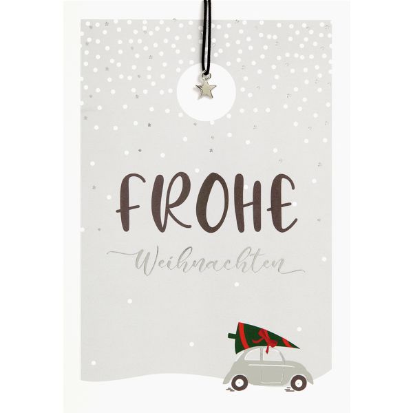 Weihnachten Little Things Glückwunschkarte mit Armband mit Umschlag Auto Tannenbaum  Stern