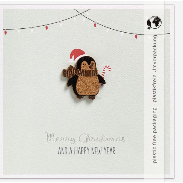 Weihnachten Moments Collection Unverpackte Glückwunschkarte 15 x 15 cm mit Umschlag Pinguin