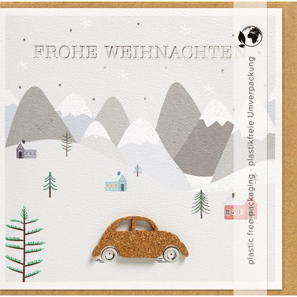 Weihnachten Moments Collection Unverpackte Glückwunschkarte 15 x 15 cm mit Umschlag Auto Winterlandschaft