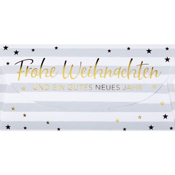 Weihnachten Geldkarte Gutscheinhülle Glückwunschkarte 22 x 11cm mit Umschlag silber-weiß