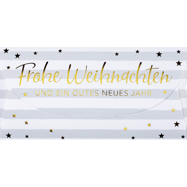 Weihnachten Geldkarte Gutscheinhülle Glückwunschkarte 22 x 11cm mit Umschlag silber-weiß