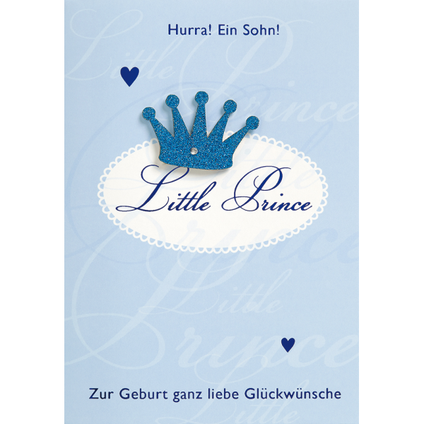 Geburt Junge Baby Freudiges Ereignis Glückwunschkarte mit Umschlag blau Little Prince