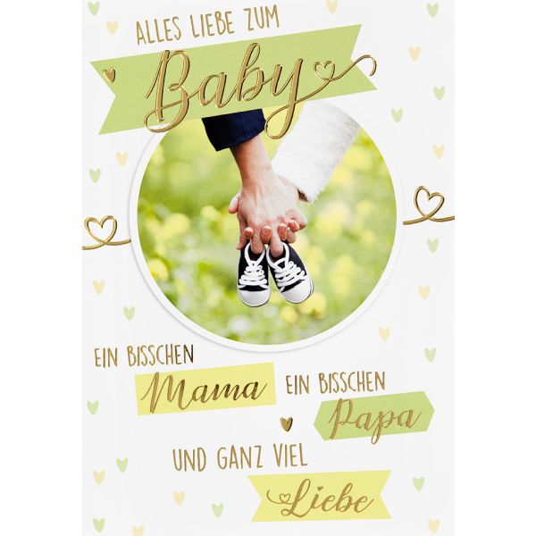 Geburt Baby Freudiges Ereignis Glückwunschkarte mit Umschlag Alles Liebe zum Baby Hände und Schuhe