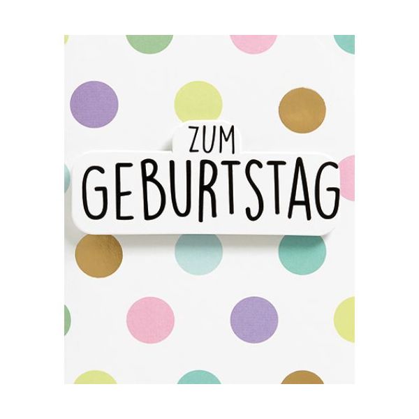 Geburtstag Zum Geburtstag bunt gepunktet Midi-Glückwunschkarte Blumenkärtchen mit Klammer und Umschlag