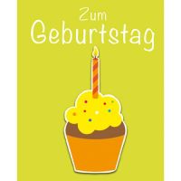 Geburtstag Zum Geburtstag Muffin mit Kerze gelb...