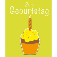 Geburtstag Zum Geburtstag Muffin mit Kerze gelb...