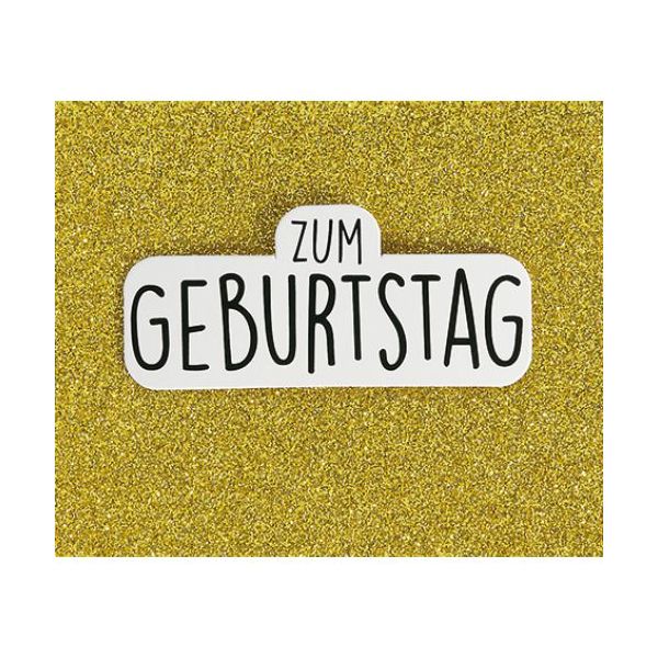 Geburtstag Zum Geburtstag Glitzer gold Midi-Glückwunschkarte Blumenkärtchen mit Klammer und Umschlag