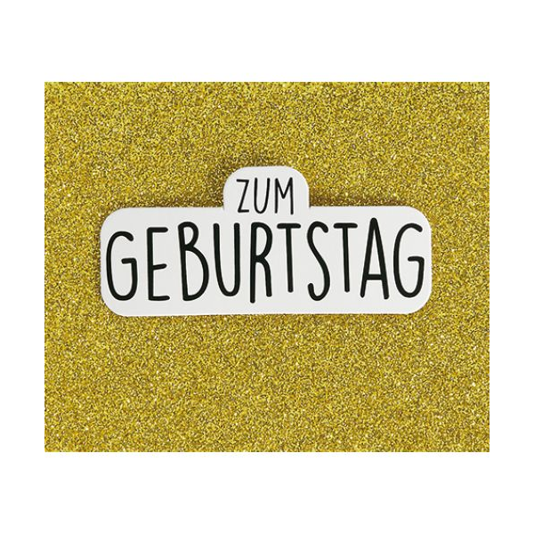 Geburtstag Zum Geburtstag Glitzer gold Midi-Glückwunschkarte Blumenkärtchen mit Klammer und Umschlag