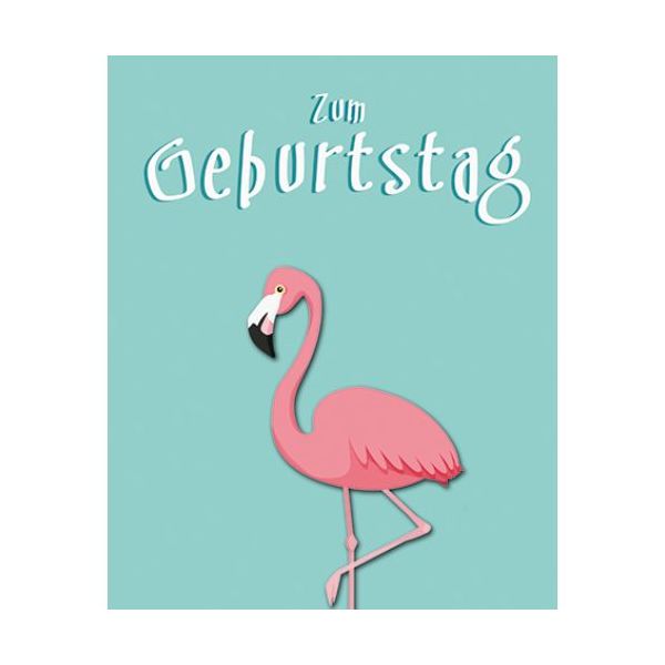 Geburtstag Zum Geburtstag Flamingo Midi-Glückwunschkarte Blumenkärtchen mit Klammer und Umschlag
