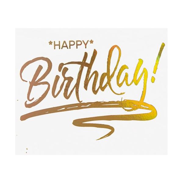 Geburtstag *Happy* Birthday! gold Midi-Glückwunschkarte Blumenkärtchen mit Klammer und Umschlag