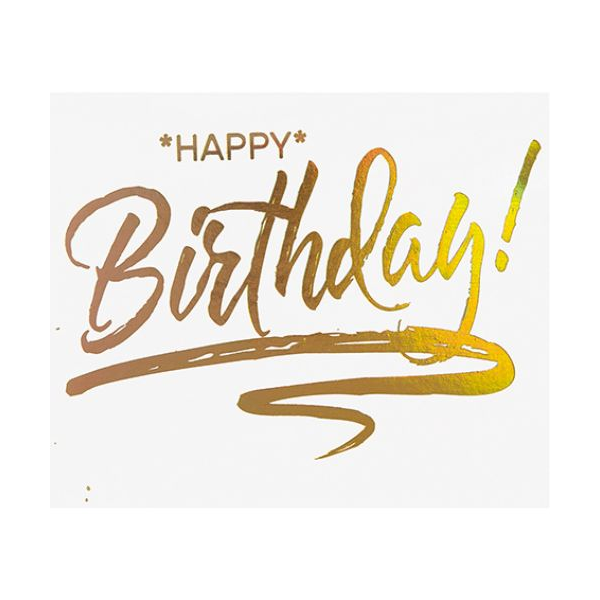 Geburtstag *Happy* Birthday! gold Midi-Glückwunschkarte Blumenkärtchen mit Klammer und Umschlag