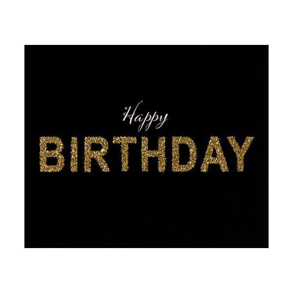 Geburtstag Happy Birthday schwarz-gold Midi-Glückwunschkarte Blumenkärtchen mit Klammer und Umschlag