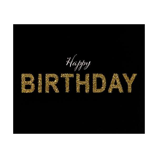 Geburtstag Happy Birthday schwarz-gold Midi-Glückwunschkarte Blumenkärtchen mit Klammer und Umschlag