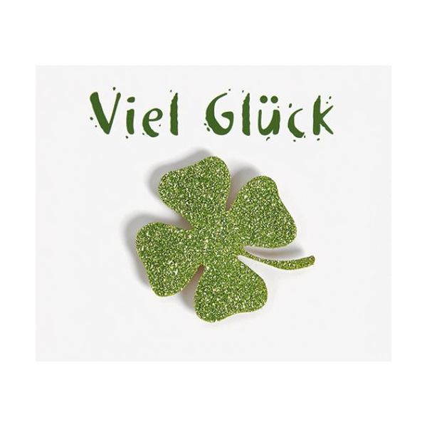 Allgemeine Wünsche Viel Glück Kleeblatt Glitzer Midi-Glückwunschkarte mit Klammer und Umschlag