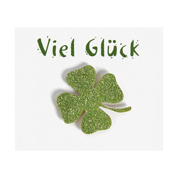 Allgemeine Wünsche Viel Glück Kleeblatt Glitzer Midi-Glückwunschkarte mit Klammer und Umschlag