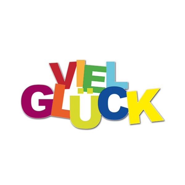 Allgemeine Wünsche Viel Glück bunt Midi-Glückwunschkarte mit Klammer und Umschlag