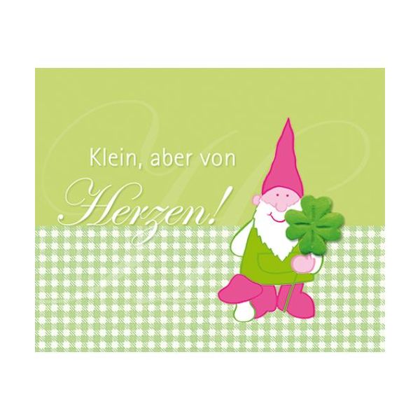 Allgemeine Wünsche - Klein aber von Herzen - Midi-Klammerkarte - Blumenkärtchen mit Klammer und Umschlag