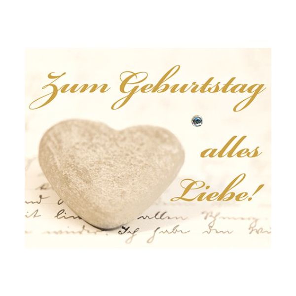Geburtstag Zum Geburtstag alles Liebe Steinherz Midi-Glückwunschkarte Blumenkärtchen mit Klammer und Umschlag