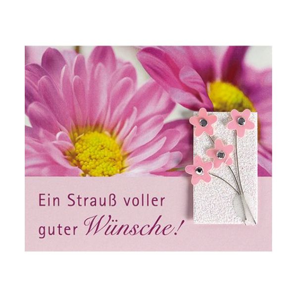 Allgemeine Wünsche - Ein Strauß voller guter Wünsche - Midi-Klammerkarte - Blumenkärtchen mit Klammer und Umschlag