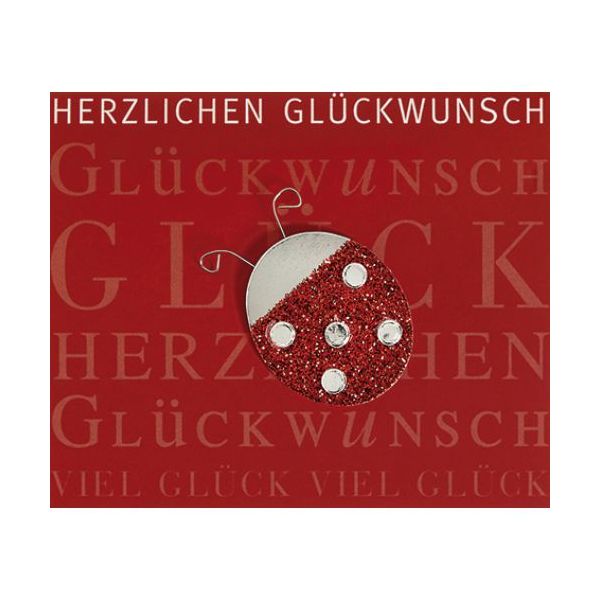 Allgemeine Wünsche Marienkäfer Glitzer Midi-Glückwunschkarte mit Klammer und Umschlag