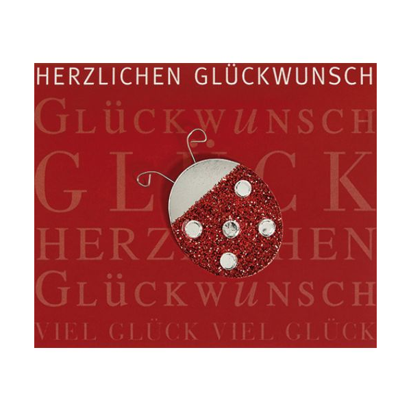 Allgemeine Wünsche Marienkäfer Glitzer Midi-Glückwunschkarte mit Klammer und Umschlag