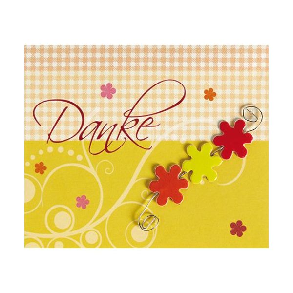 Danke Danke Blumen orange Midi-Glückwunschkarte Blumenkärtchen mit Klammer und Umschlag